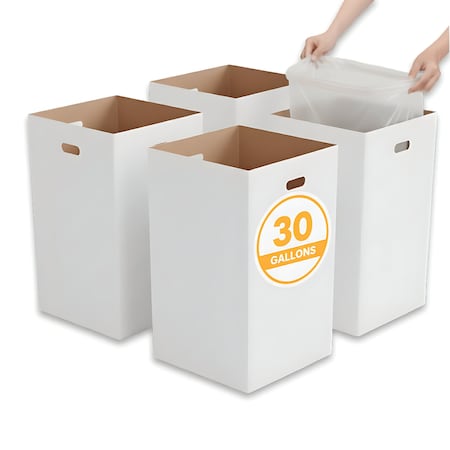 Gritt Commercial 30 Gallon Corrugated Cardboard Trash Can and Recycling Container, 4PK GRI520-30G-4