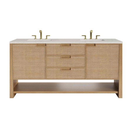 James Martin Vanities Solene 72" Double Vanity, Seaside Oak, w/ 3 CM Siberian Silestone Top D225-V72-SSO-3SFR