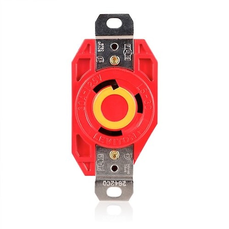 Leviton Locking Receptacle, 30 A, 125V AC, Red 2610-R
