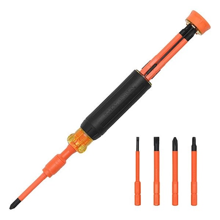 Klein Tools Multi-Bit Screwdriver, 1/8 in; 1/4 in Sz 32604INS