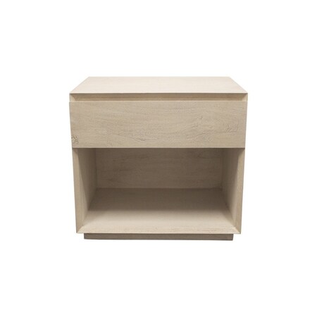 Homeroots 24" Natural Solid Wood Ribbed Texture One Drawer Nightstand 569602