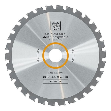 Fein Circular Saw Blade, 6" dia, 3/4" Arbor 63502307000
