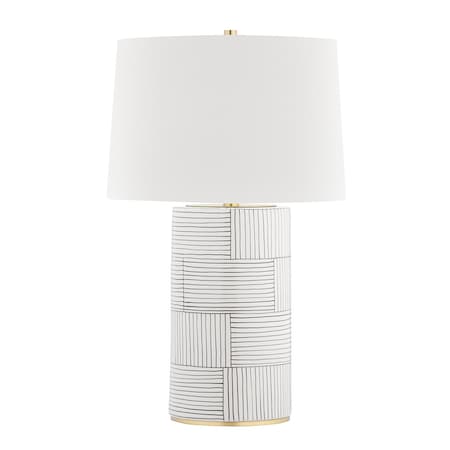 Hudson Valley Lighting Borneo 1 Light Table Lamp 16 In. Aged Brass/Stripe Combo L1376-AGB/ST