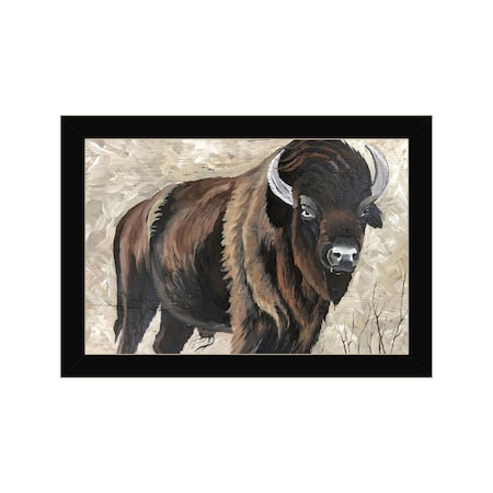 Homeroots The Boss Bison Only Black Framed Print Wall Art 529698