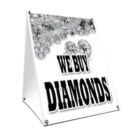 Signmission We Buy Diamonds, 24 Inch x 18 Inch A-frame Yard Sign, Plastic Sign SBC-1824-We Buy Diamonds