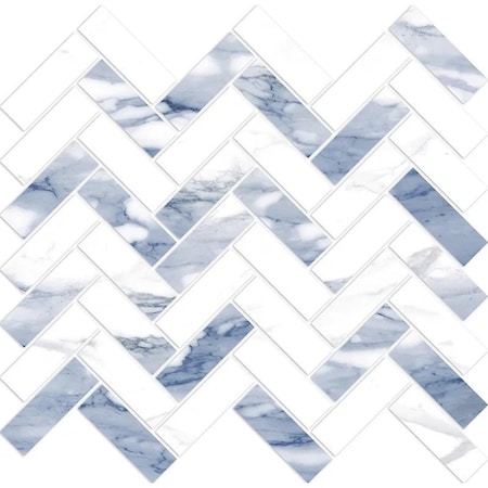 Apollo Tile 11.1in x 12.36in Polished White with Blue-Gray Porcelain Wall and Floor Tile 4.76 sq ft/case, 5PK AR88STABLHERA