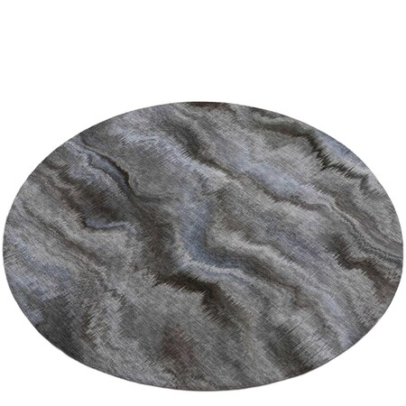 Homeroots 8' Taupe And Ivory Round Abstract Washable Indoor Outdoor Area Rug 631325