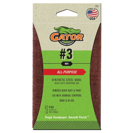 Gator Finishing 3-7/8 x 6 in. All-Purpose Synthetic Steel Wool, #3 7322