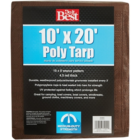 Do It Best 1 Side Green/1 Side Brown Woven 10 Ft. x 20 Ft. Medium Duty Poly Tarp 763660