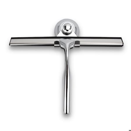 Fab Glass And Mirror Squeegee for Shower Glass Door with Holder, 10in Silicone Blade, Stainless Steel Chrome Handle SQGE-CH