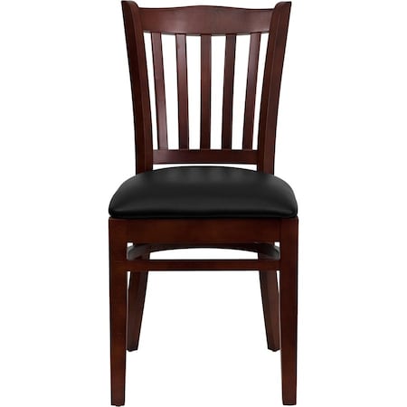 Flash Furniture Hercules Restaurant Chair, Wood Back, 17-1/2 in W 20-3/4" L 34-1/2" H, Vinyl Seat XU-DGW0008VRT-MAH-BLKV-GG