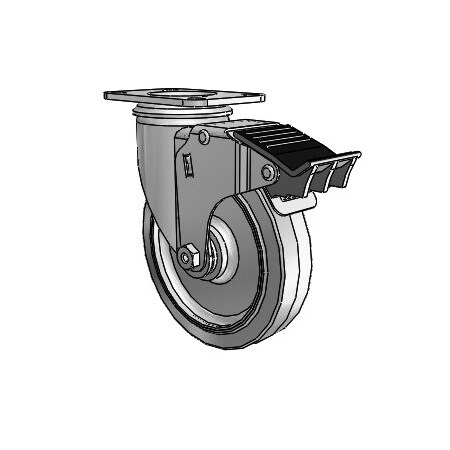 Colson 2 Series Swivel Plate Caster 2.05256.441 BRK5 Rubber Total Lock Brake 5" Dia. 325 Lb. 2.05256.441 BRK5