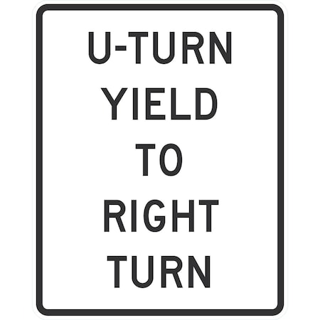 Lyle R10-16, U-Turn Yield To Right Turn, 24x30, Engineer Grade, White G-14038-EG_24x30