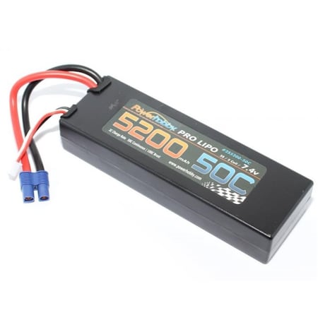 Power Hobby 2S 7.4V 5200mAh 50C LiPo Battery Pack with EC3 Plug Hard PHB2S520050CEC3