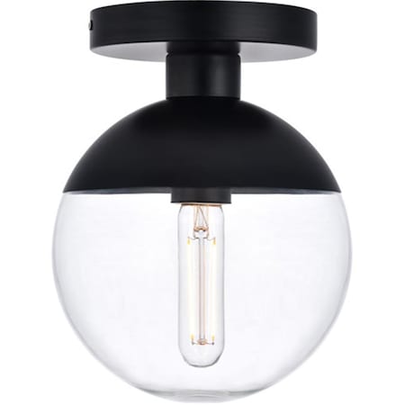 Living District Eclipse 1 Light Flush Mount Ceiling Light with Clear Glass, Black LD6051BK