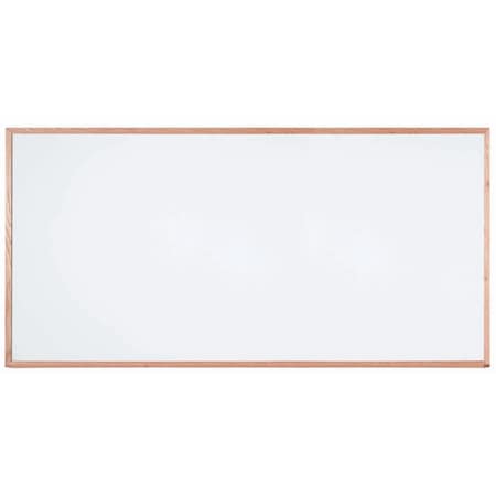 Aarco Melamine Marker Board, White Melamine Marker Board w/ a Red Oak Frame, Size 48''Hx96''W WOC4896