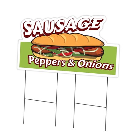 Signmission Sausage Peppers & Onions Yard & Stake outdoor plastic coroplast window, 2436-Sau C-DC-2436-Sausage Peppers & Onions