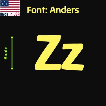 Aacc Self-Adhesive Vinyl Letter: z, Scale: 14 cm. Color: Yellow Font: Anders by AACC-Anders-lz-Yellow-M14x1