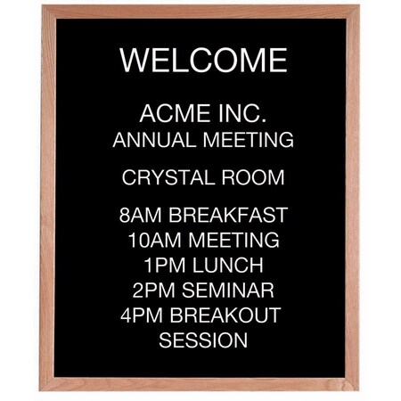 Aarco Open Faced Oak Framed Letter Board Message Center, 36''Hx30''W AOFD3630