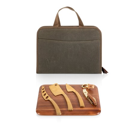 Picnic Time Family Of Brands Monterey Travel Cheese Knife Set, Khaki Green 646-07-140-000-0