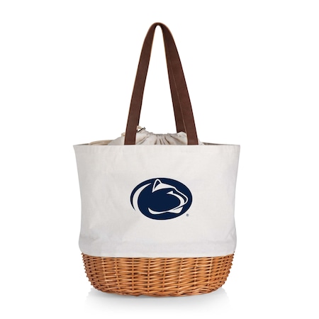 Picnic Time Family Of Brands NCAA Penn State Nittany Lions Coronado Canvas and Willow Basket Tote - Picnic Bag 203-00-187-494-0