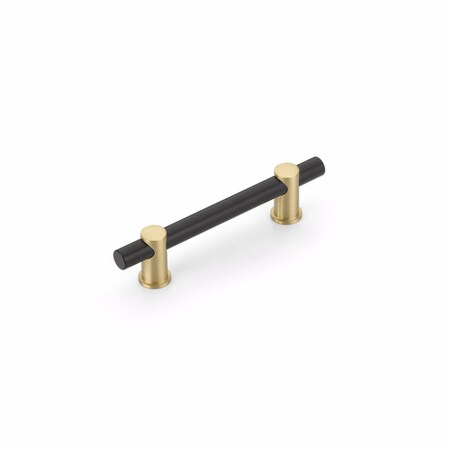 Schaub 4in Center to Center Fonce Bar Cabinet Pull Matte Black and Satin Brass Finish 424-MB/SB