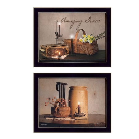 Homeroots Set Of Two Amazing Grace Americana Black Framed Print Wall Art, 2PK 405879