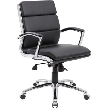Norstar Black Executive Mid Back - Padded Chrome Arm, Chrome Base B9476-BK