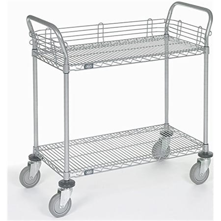 Swivel 21 x 36 x 2 in. Shelf Utility Cart-Polyurethane Casters, Chrome SW2626789