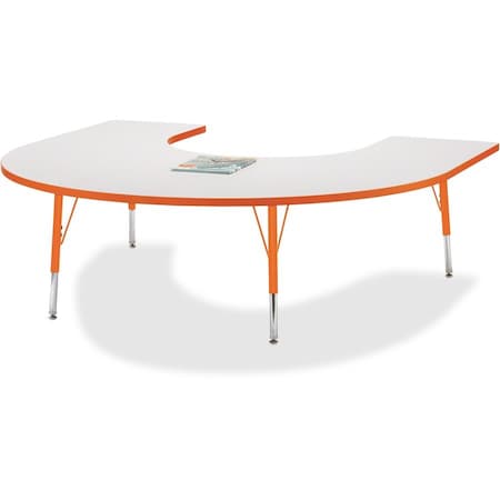 Jonti-Craft Berries Horseshoe Activity Table, 66 in. x 60 in., E-height, Freckled Gray/Orange/Gray 6445JCE114