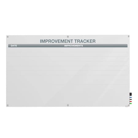 Ghent 4'H x 8'W Improvement Tracker Graphics Glassboard with Stand-Offs, Round Corners, Non Magnetic GRPHMYRN02V-48