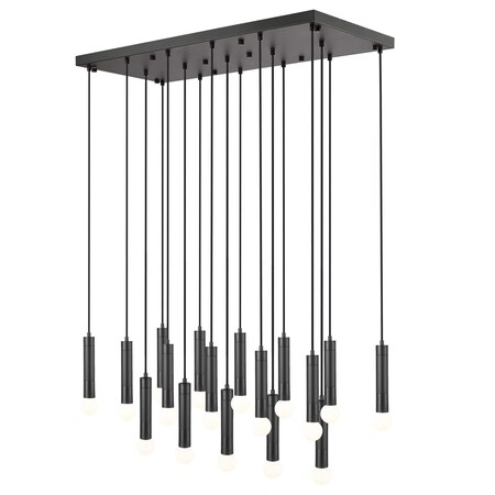 Z-Lite Stari 17-Light Linear Chandelier, 18 in W, Matte Black 1956P-17L-MB