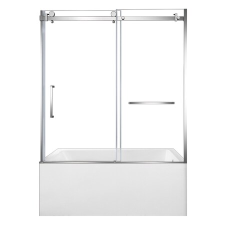 Kingston Brass 60" Acrylic Alcove Right-Hand Drain Tub with Left Sliding Tub Door, White/Polished Chrome KVTAP6032R221