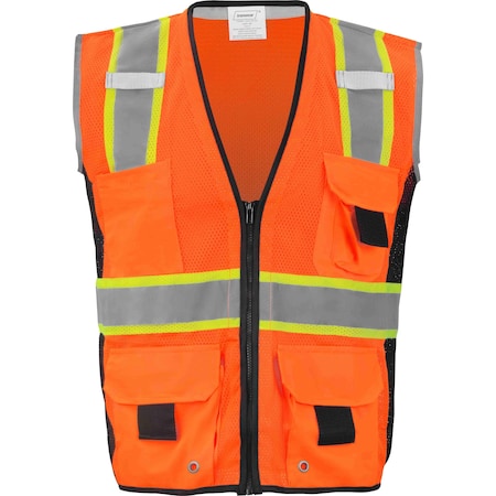 Ironwear Hi-Vis Safety Vest 3XL Class 2 , Zipper 7 Pockets, ID Window 1245-OZ-RD-6-3XL