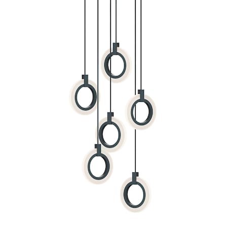 Afx Halo 6-Light Round Pendant, 120V, 108W, 5 CCT, Black HLOP08LAJUDBKRND6