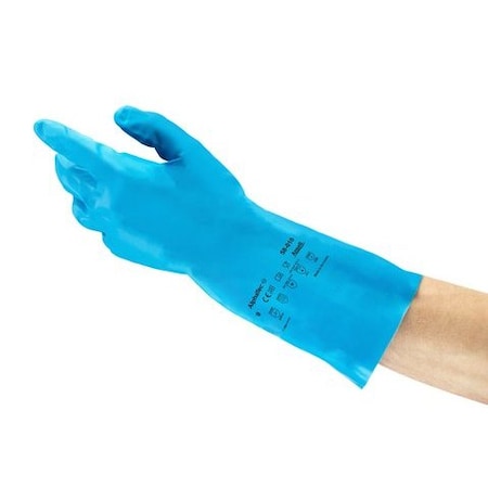 Ansell Chemical Resistant Gloves, Nitrile, Full, Gauntlet, Blue, 7, 1 PR 58-010
