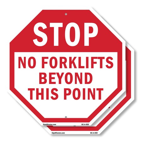 Signmission Stop No Forklifts Beyond This Point, 10 inch X 10 inch, Aluminum Metal Signs, 2PK OC-A-2PACK-10-59