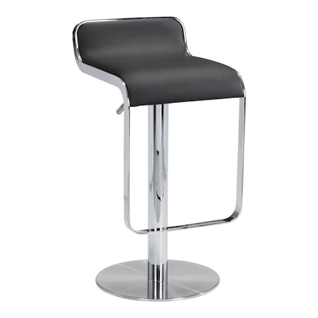 Homeroots Black and Silver Faux Leather and Steel Adjustable Height Swivel Bar Chair 572081