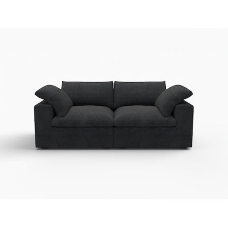 Homeroots 80in Black Linen Blend Modular Loveseat 714582