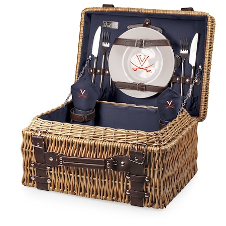 Picnic Time Family Of Brands NCAA Virginia Cavaliers Champion Picnic Basket for 2, Large Wicker Picnic Set 208-40-138-594-0
