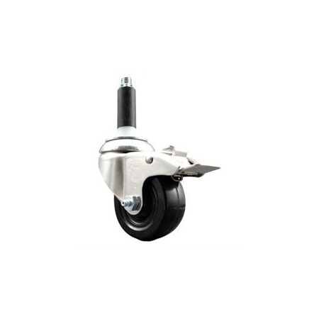 Service Caster 3 Inch 316SS Hard Rubber Swivel 3/4 Inch Expanding Stem Caster Lock Brake SCC SCC-SS316TTLEX20S314-HRS-34