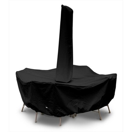 Koverroos Weathermax 72 in. Round Dining Set Cover with umbrella hole- Black - 108 Dia x 28 H in. 71251