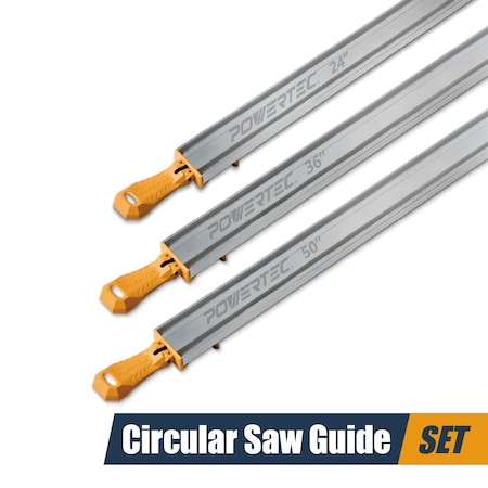 Powertec 24, 36, 50 Inch Circular Saw Guide/Straight Edge Guide Set for Router Tool, Jigsaw, Circular Saw 71708