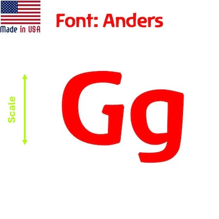 Aacc Self-Adhesive Vinyl Letter: G, Scale: 3.5 in. Color: Red Font: Anders by, 8PK AACC-Anders-UG-Red-I3.5x8