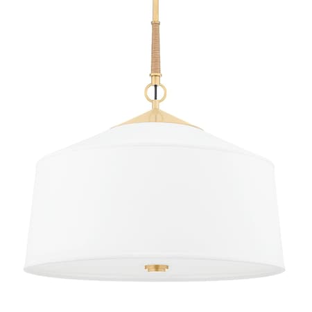 Hudson Valley Lighting White Plains 3 Light Pendant 22.25 In. Aged Brass 5223-AGB