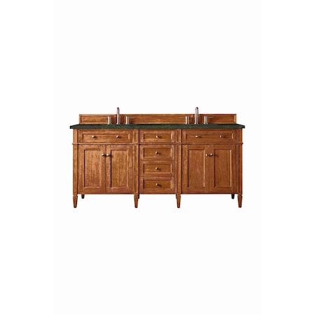 James Martin Vanities Brittany 72" Double Vanity, Saddle Brown, w/ 3 CM Phantome Eclos Top 650-V72-SBR-3PHT