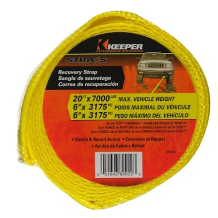 Hampton Products Keeper 20ft. Vehicle Recovery Tow Strap, 4PK 89922-10A