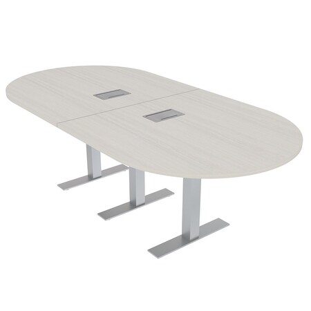 Skutchi Designs 8ft Conference Table With Power Unit | 8 Person Modular Racetrack Meeting Table | Harmony Series HAR-RAC-48X96-T-K458-ESIL