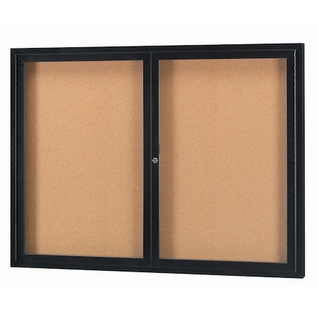 Aarco Enclosed Natural Pebble Grain Cork Bulletin Board w/ Black Powder Coated Al Frame, 48''Hx60''W DCC4860RBK