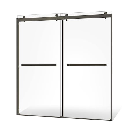 Fab Glass And Mirror Frameless Double Sliding Shower Door Portofino Series Adjustable 44-48in Width x 79in Height SHPR48X79BN